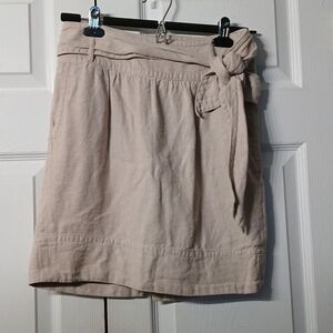 Banana Republic tan oatmeal color midi linen blend skirt Sz 0 NWOT